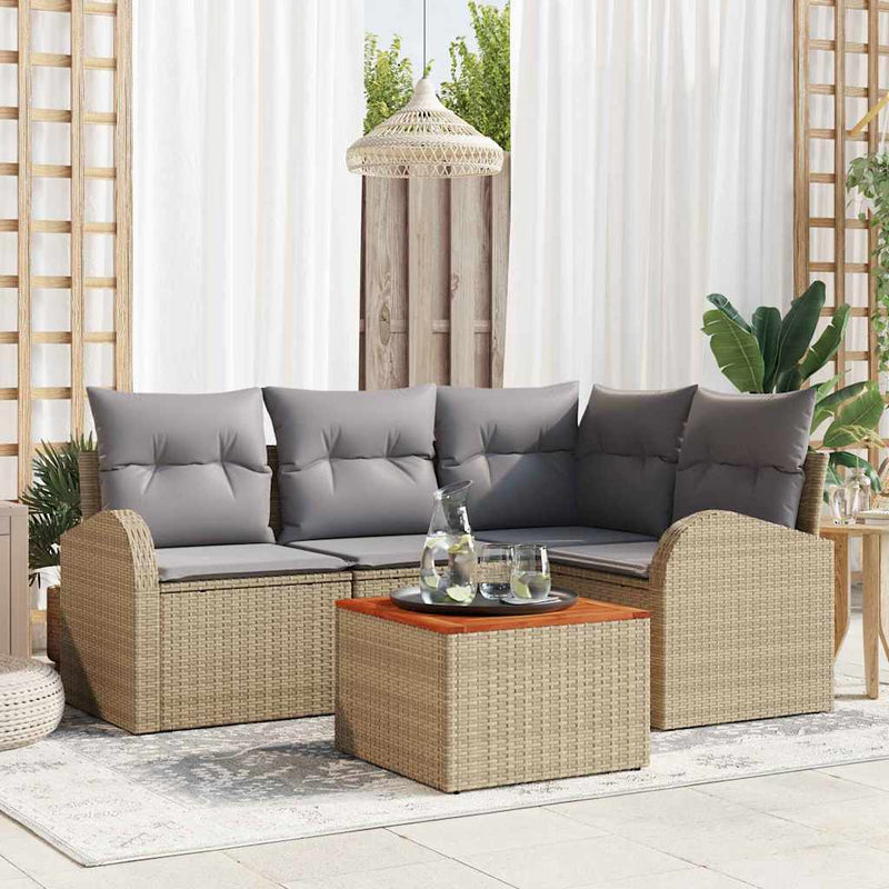 Set de canapele pentru grădină 5 buc. Beige și gri deschis