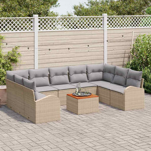 Set de canapele pentru grădină 10 buc. Beige și gri deschis