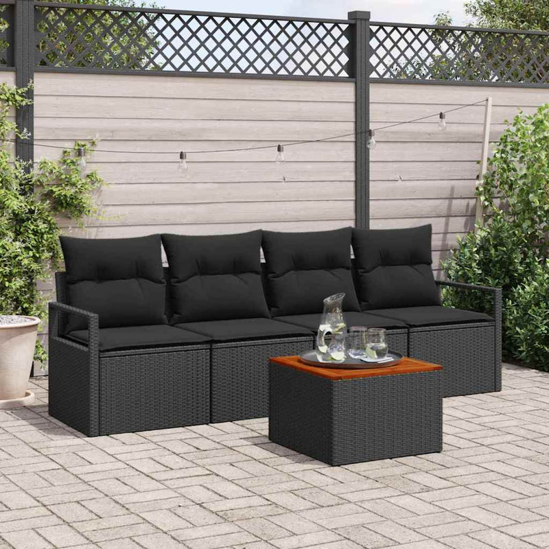 Set de canapele pentru grădină 5 buc. Negru poliratan