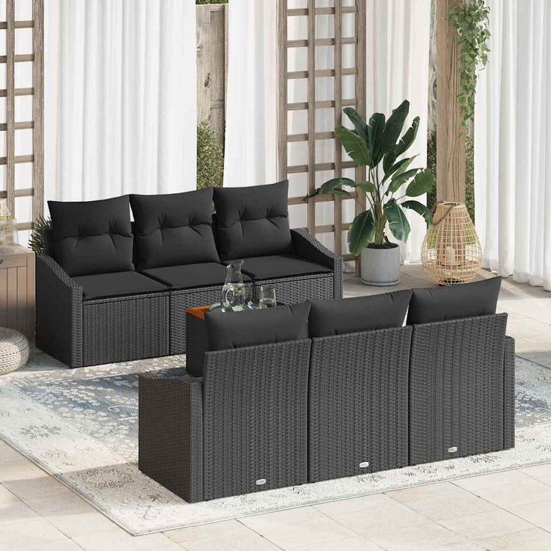 Set de canapele pentru grădină 7 buc. Negru poliratan