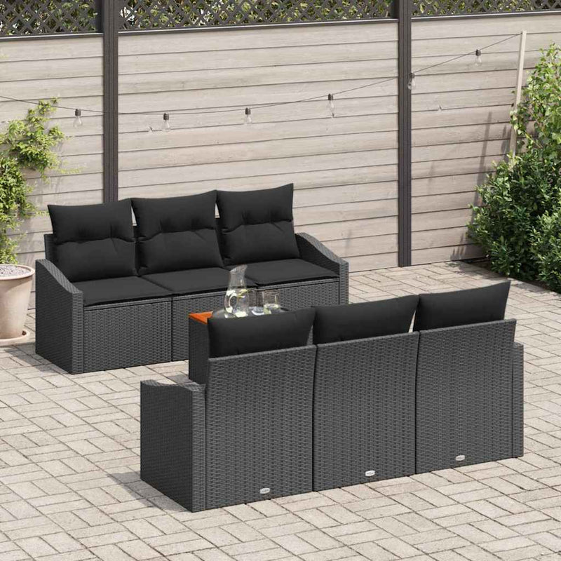 Set de canapele pentru grădină 7 buc. Negru poliratan