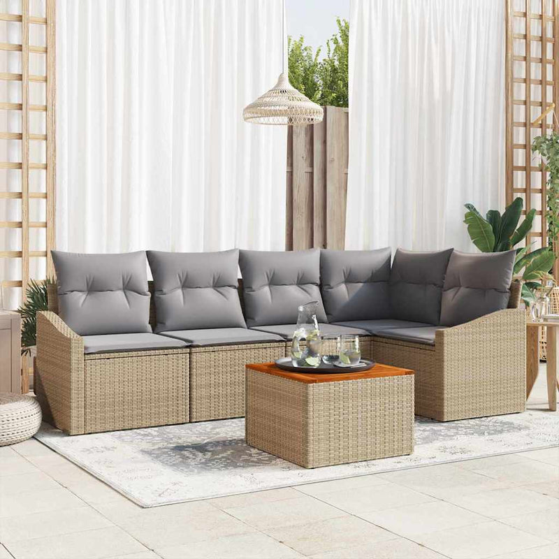 Set de canapele pentru grădină 6 buc. Beige și gri deschis