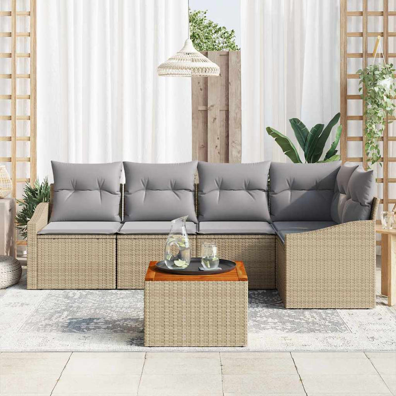 Set de canapele pentru grădină 6 buc. Beige și gri deschis