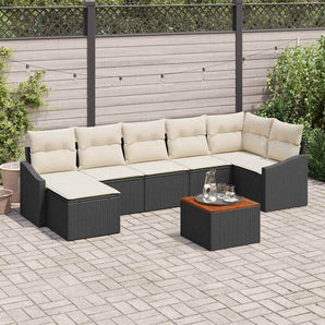 Set de canapele pentru grădină 8 buc. Negru și Crem poliratan
