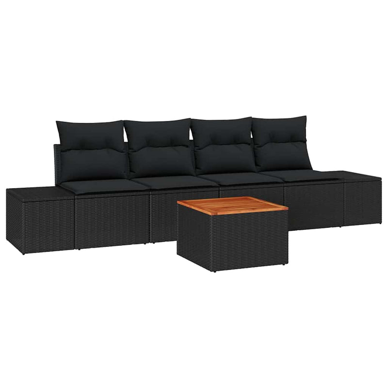 Set de canapele pentru grădină 5 buc. Negru poliratan