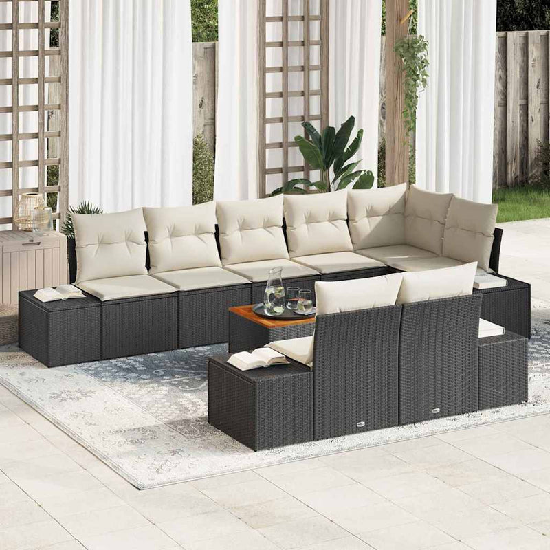 Set de canapele pentru grădină 9 buc. Negru și alb