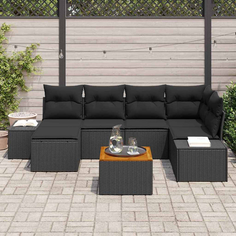 Set de canapele pentru grădină 7 buc. Negru