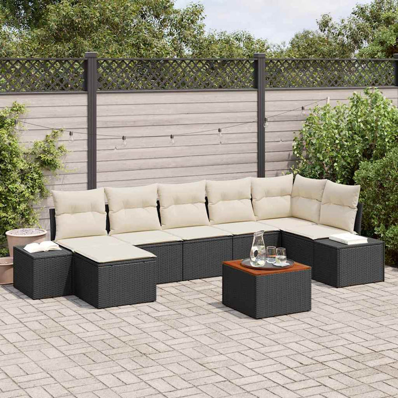 Set de canapele pentru grădină 8 buc. Negru și alb