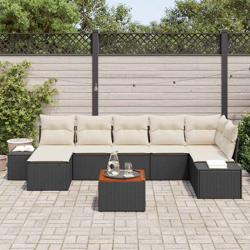 Set de canapele pentru grădină 8 buc. Negru și alb