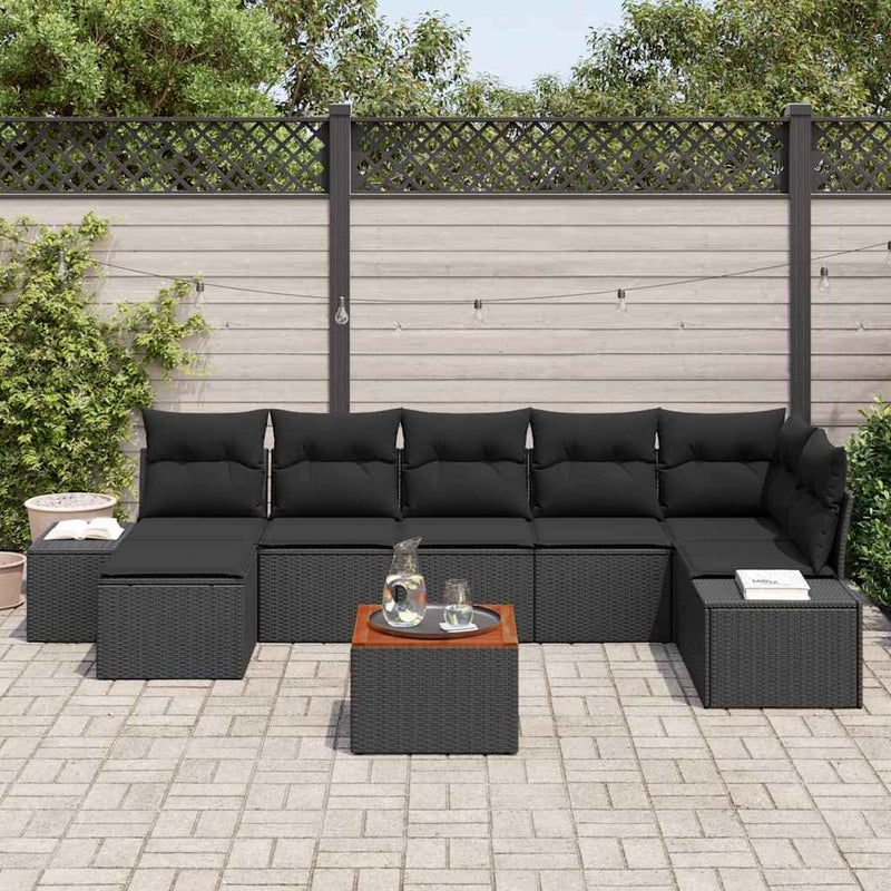 Set de canapele pentru grădină 8 buc. Negru