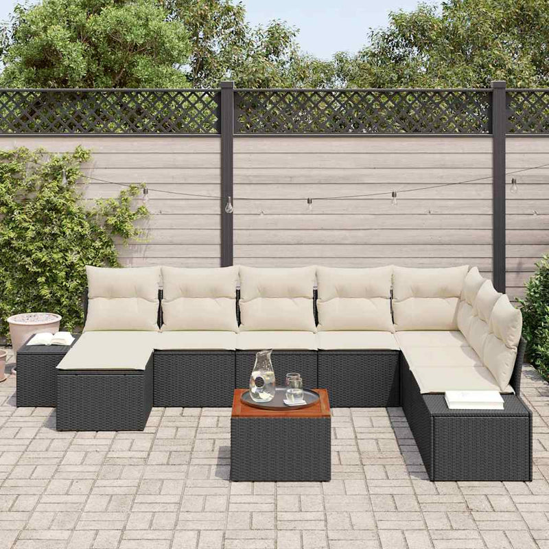 Set de canapele pentru grădină 9 buc. Negru și alb