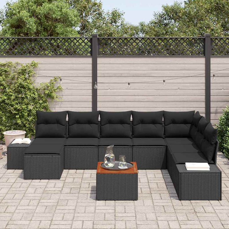 Set de canapele pentru grădină 9 buc. Negru