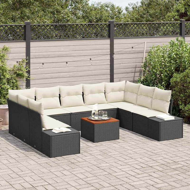 Set de canapele pentru grădină 10 buc. Negru și alb