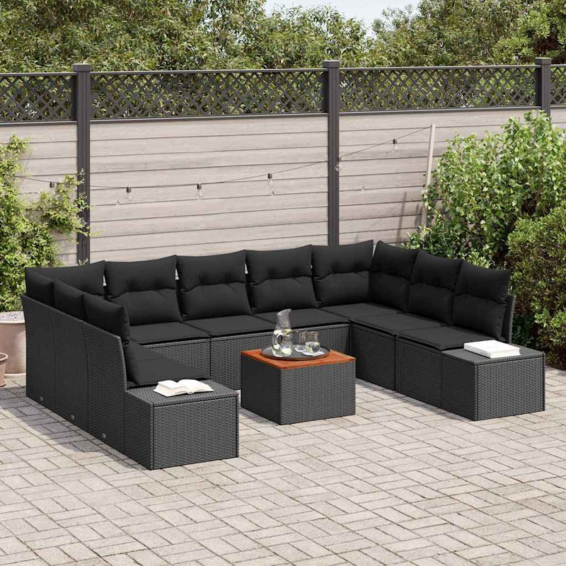Set de canapele pentru grădină 10 buc. Negru