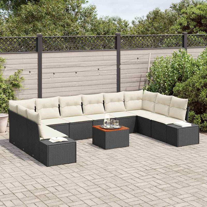 Set de canapele pentru grădină 11 buc. Negru și alb