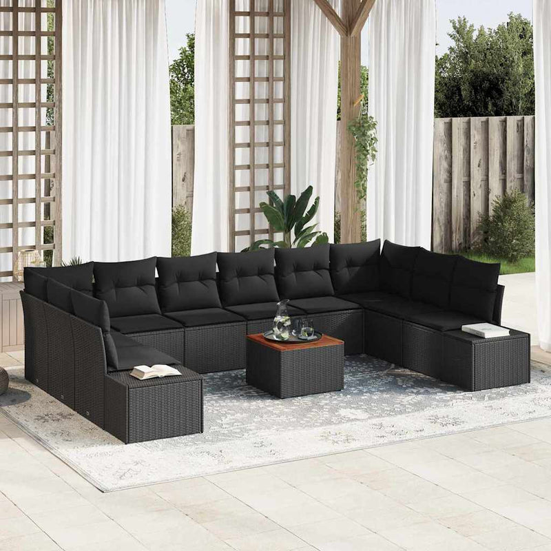 Set de canapele pentru grădină 11 buc. Negru