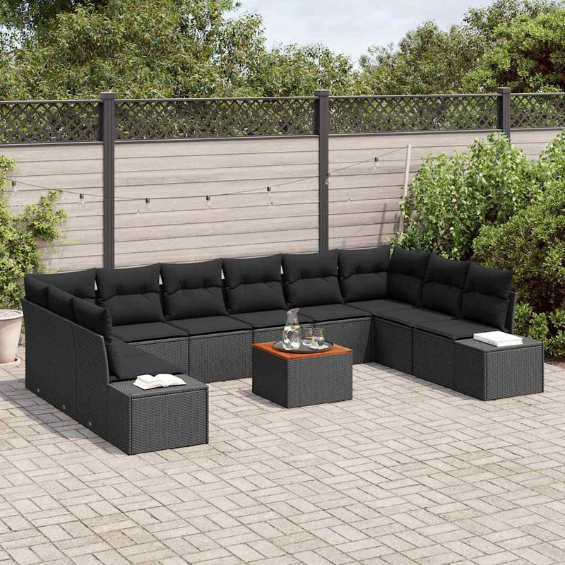 Set de canapele pentru grădină 11 buc. Negru