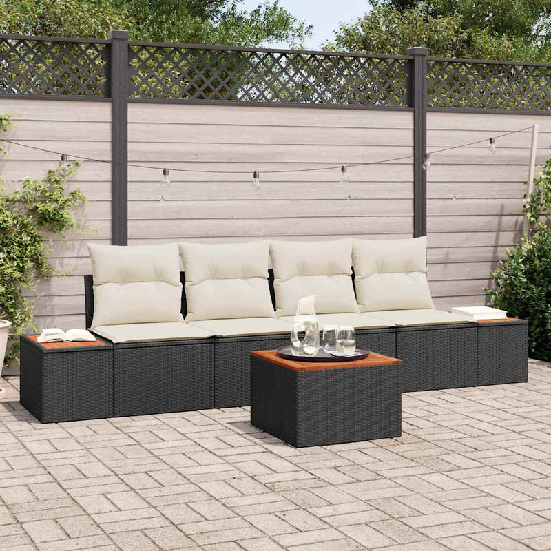 Set de canapele pentru grădină 5 buc. Negru Rattan poli