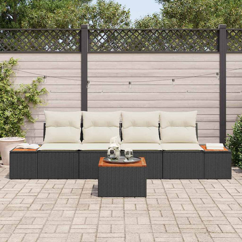 Set de canapele pentru grădină 5 buc. Negru Rattan poli