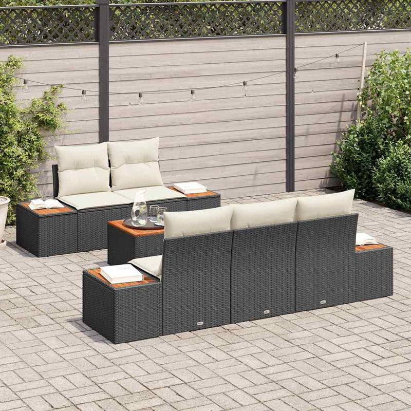 Set de canapele pentru grădină 6 buc. Negru Rattan poli