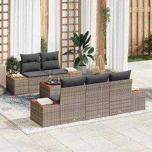 Set de canapele pentru grădină 6 buc. Gri Rattan poli
