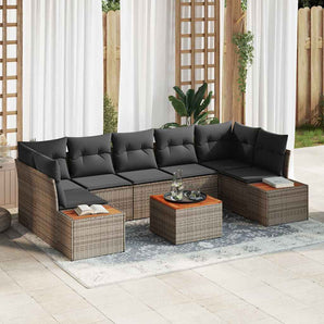 Set de canapele pentru grădină 8 buc. Gri Rattan poli