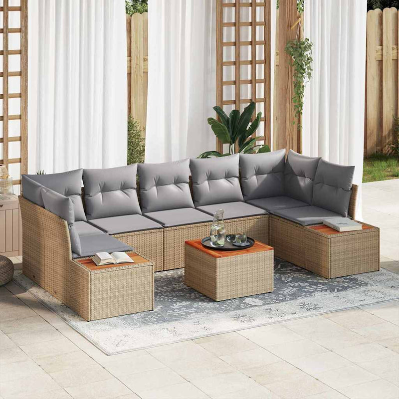 Set de canapele pentru grădină 8 buc. Bej Rattan poli