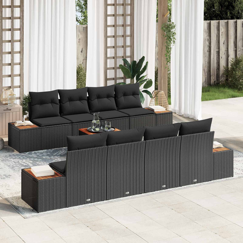 Set de canapele pentru grădină 9 buc. Negru Rattan poli