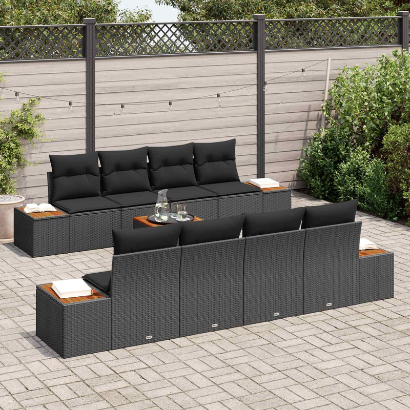 Set de canapele pentru grădină 9 buc. Negru Rattan poli
