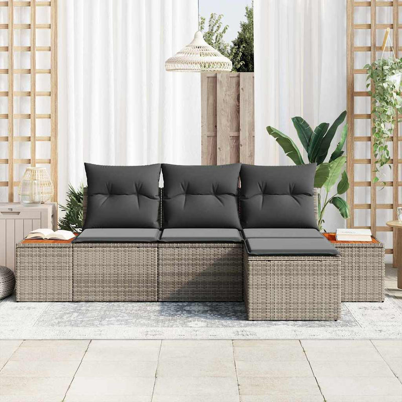 Set de canapele pentru grădină 4 buc. Gri Poli Rattan