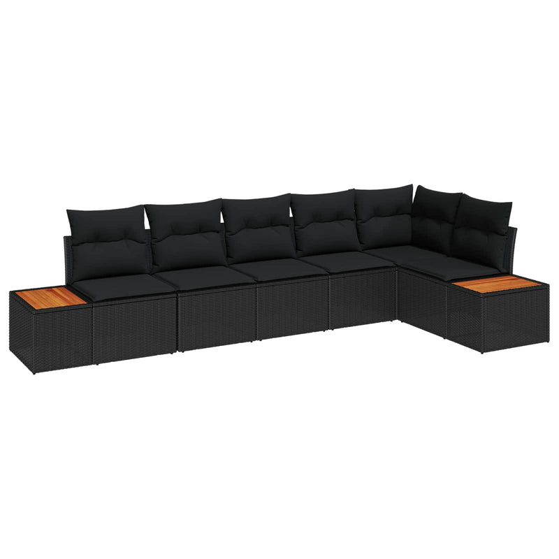 Set de canapele pentru grădină 6 buc. 6-Număr de locuri Negru