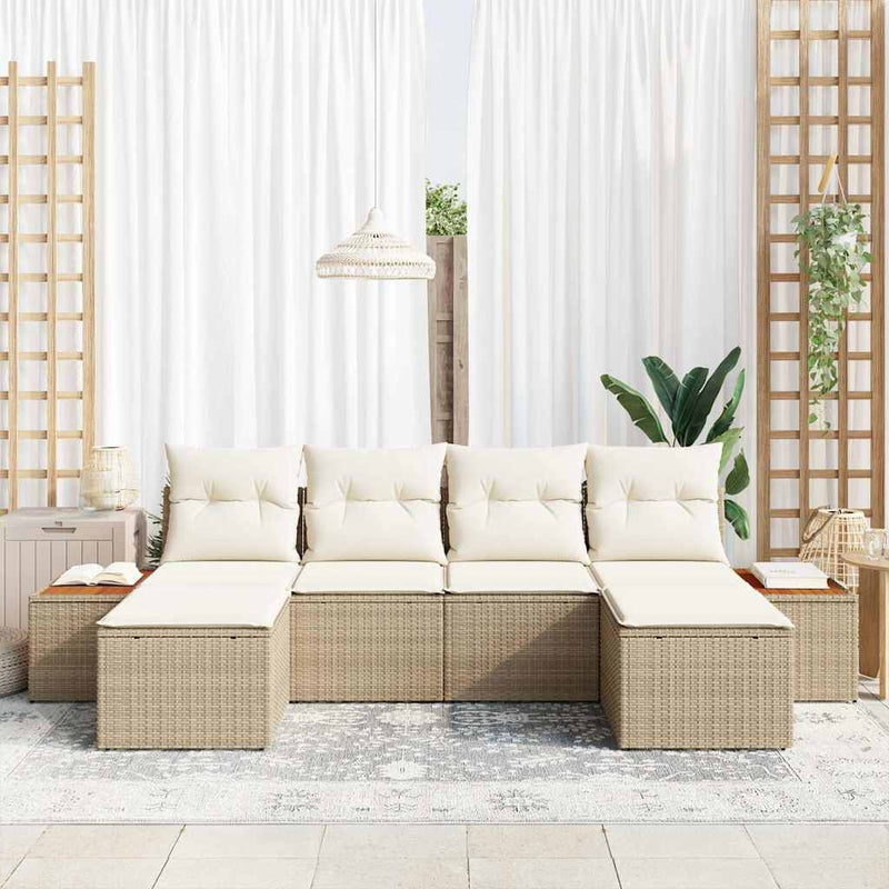 Set de canapele pentru grădină 6 buc. Bej și crem Poli Rattan