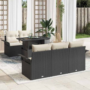 Set de canapele pentru grădină 6 buc. Negru