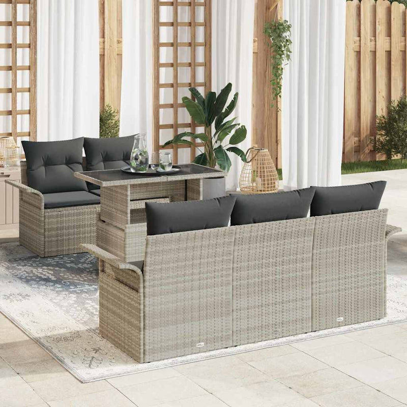 Set de canapele pentru grădină 6 buc. Gri deschis