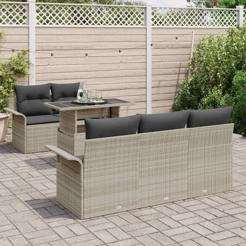 Set de canapele pentru grădină 6 buc. Gri deschis
