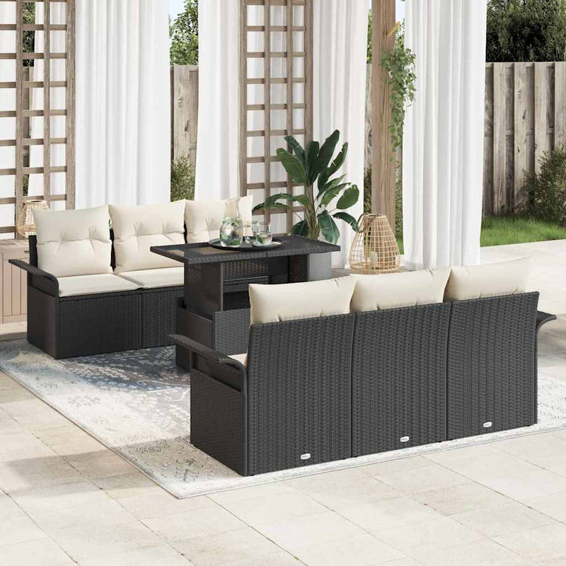Set de canapele pentru grădină 7 buc. Negru