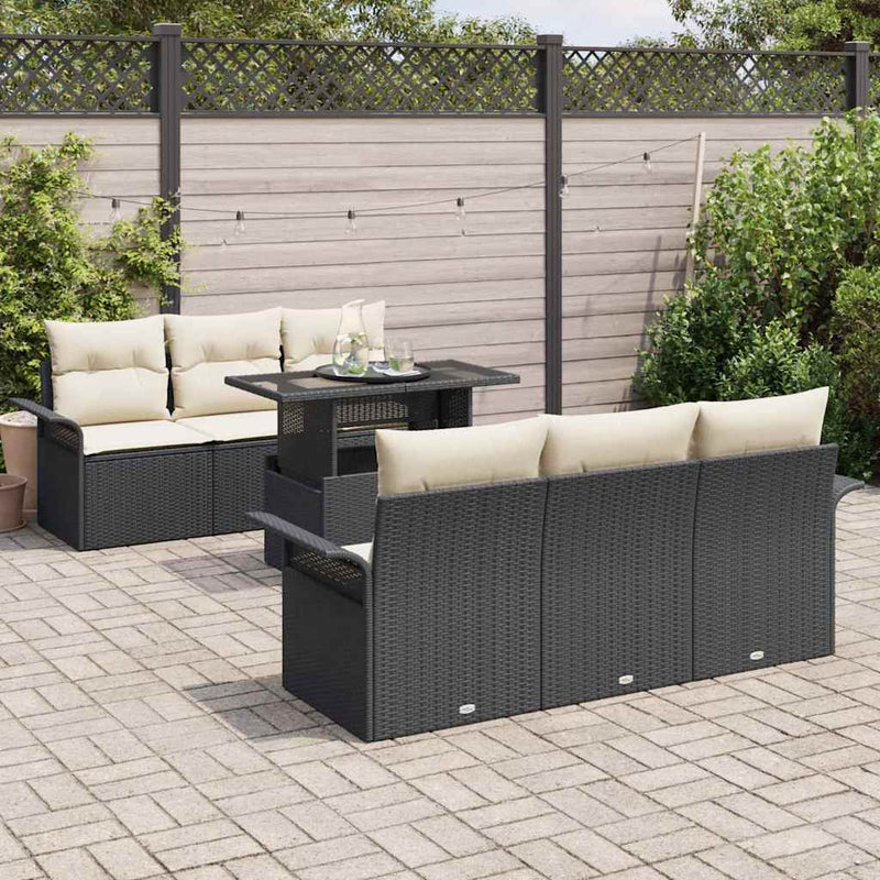 Set de canapele pentru grădină 7 buc. Negru