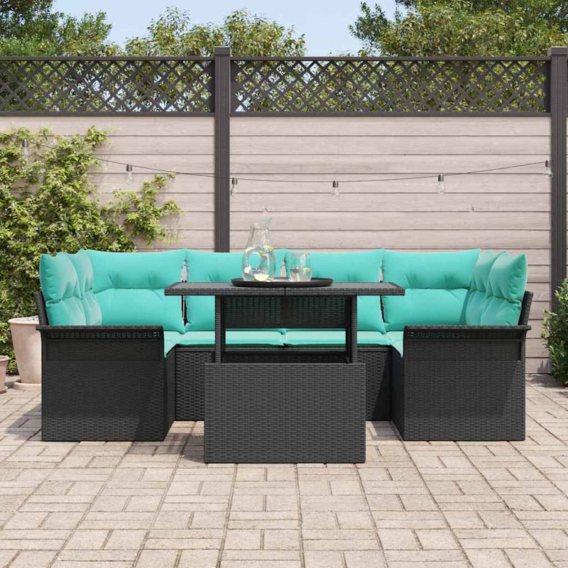 Set de canapele pentru grădină 7 buc. Negru
