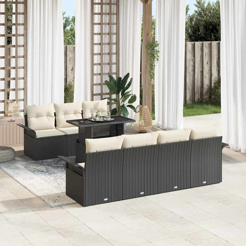 Set de canapele pentru grădină 8 buc. Negru