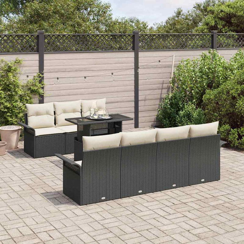 Set de canapele pentru grădină 8 buc. Negru
