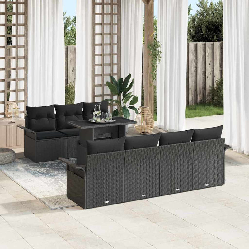 Set de canapele pentru grădină 8 buc. Negru