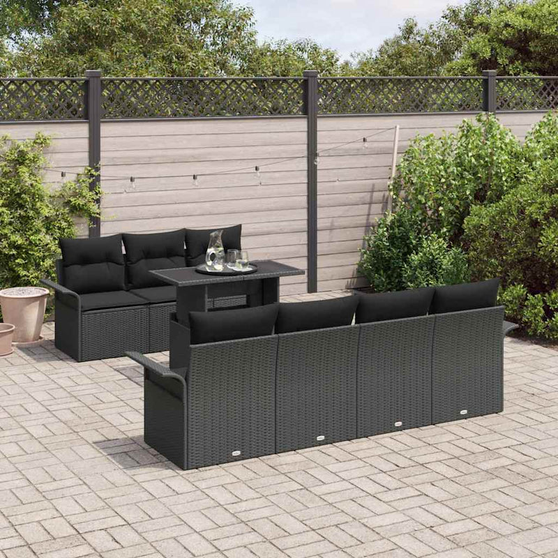 Set de canapele pentru grădină 8 buc. Negru