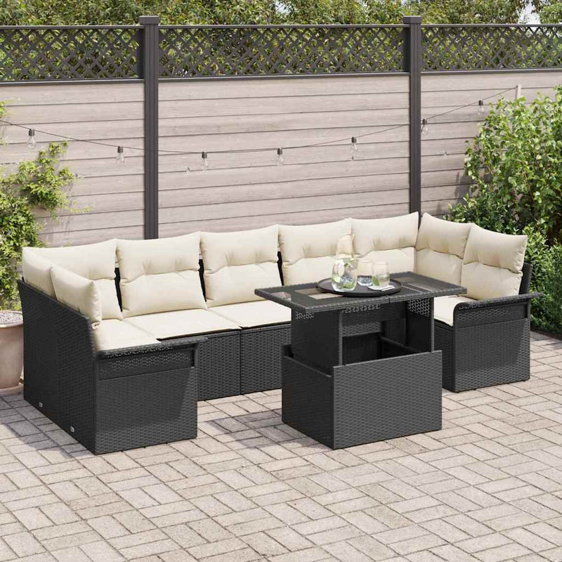 Set de canapele pentru grădină 8 buc. Negru