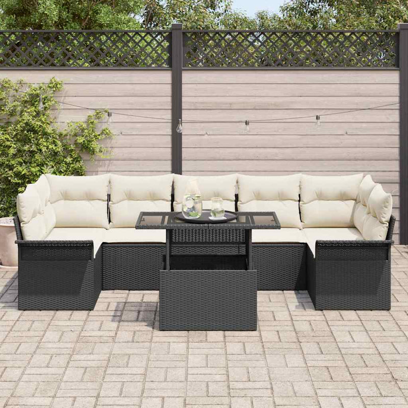 Set de canapele pentru grădină 8 buc. Negru