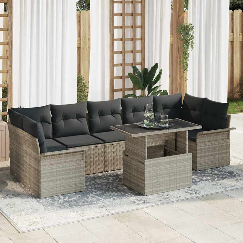 Set de canapele pentru grădină 8 buc. Gri deschis