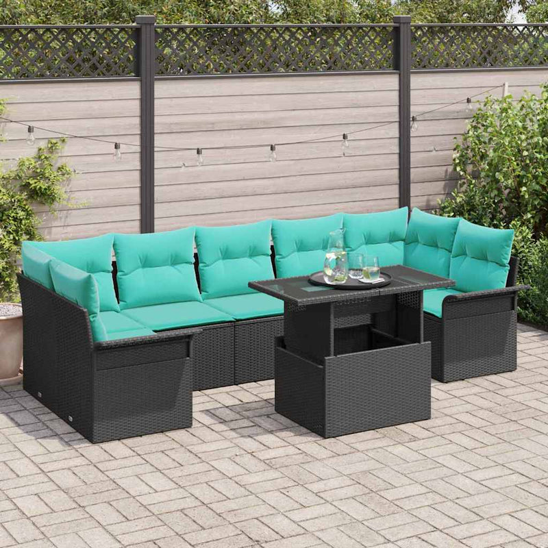 Set de canapele pentru grădină 8 buc. Negru