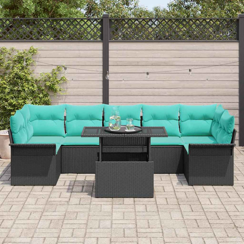 Set de canapele pentru grădină 8 buc. Negru