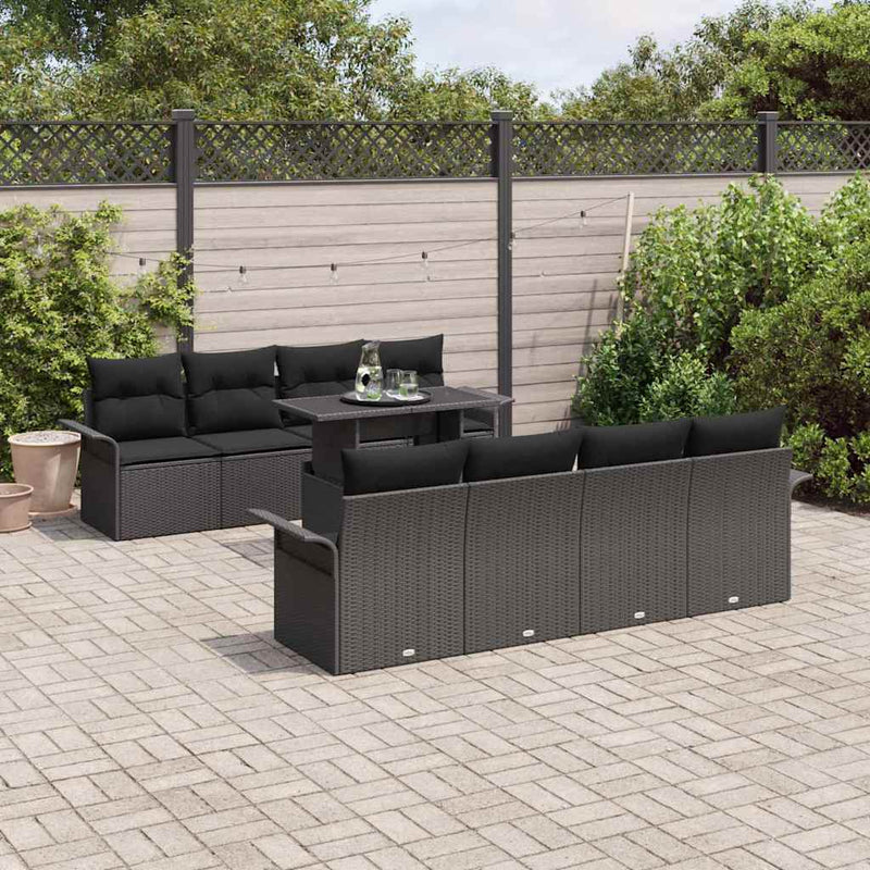 Set de canapele pentru grădină 9 buc. Negru