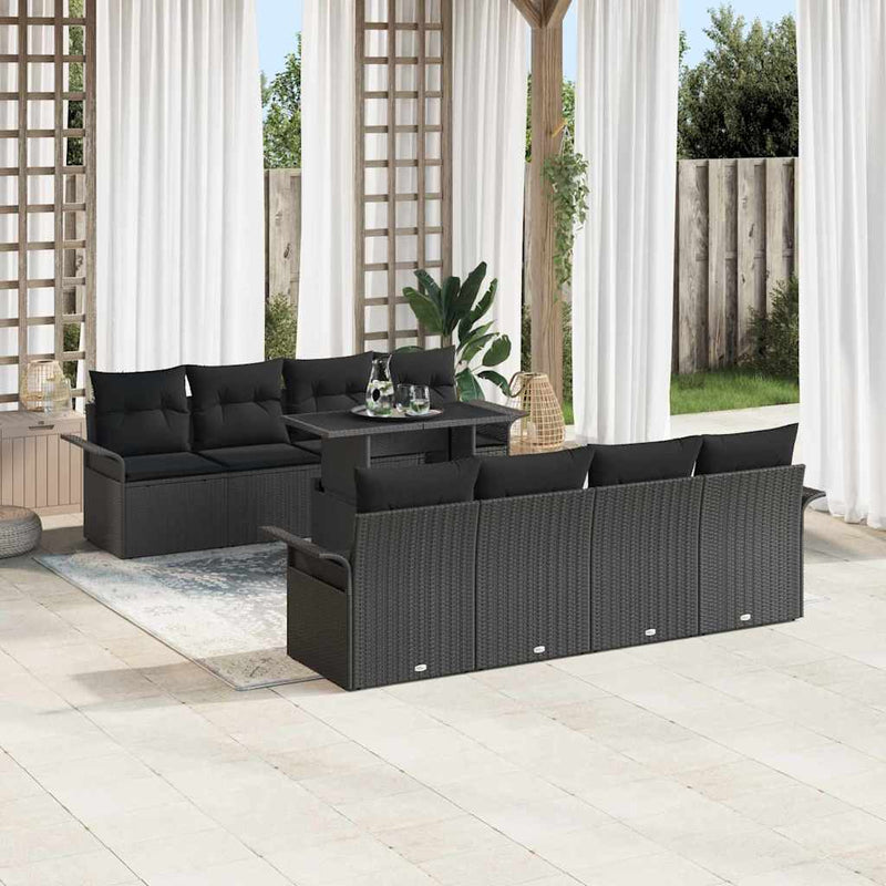 Set de canapele pentru grădină 9 buc. Negru