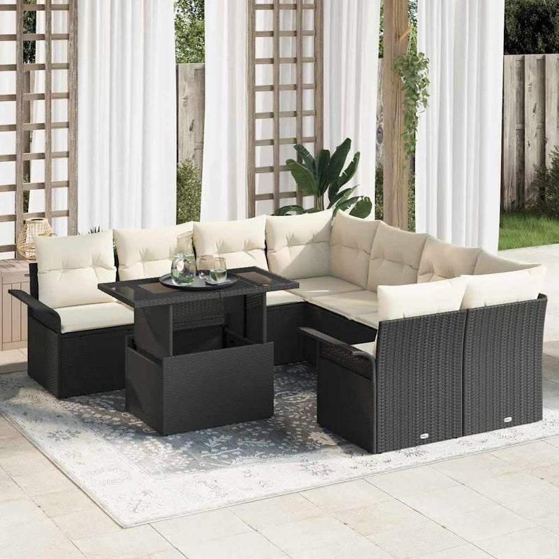 Set de canapele pentru grădină 9 buc. Negru